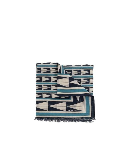 Lanvin Blue Wool Scarf