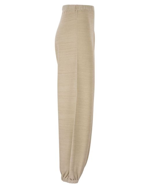 Fabiana Filippi Natural Wool And Cotton Jogging Trousers With Links Stitching