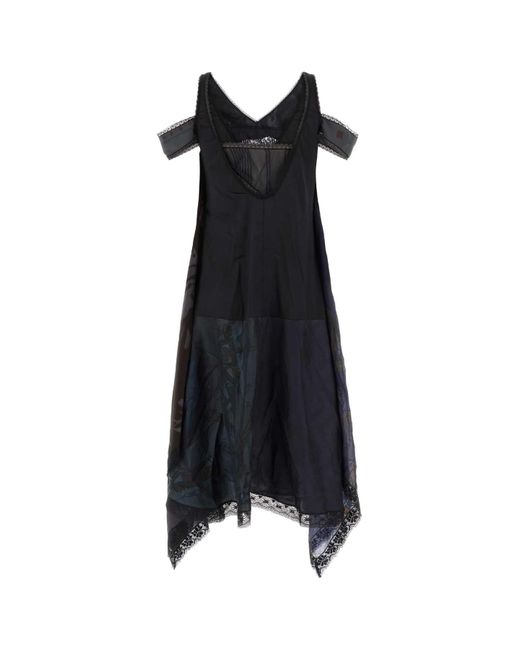 MARINE SERRE Black Silk Dress