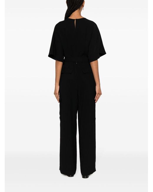 P.A.R.O.S.H. Black Wide-Leg Cargo Jumpsuit