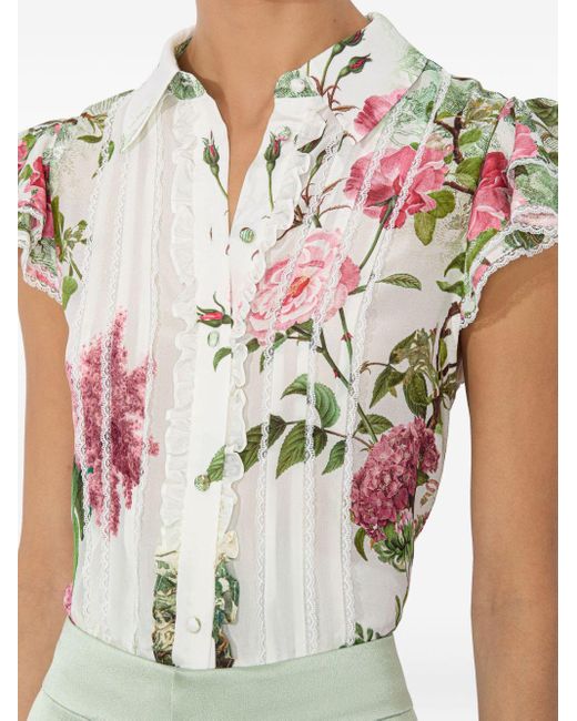 Alice + Olivia White Minda Blouse