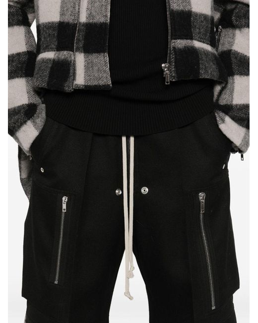 Rick Owens Black Cargobelas Straight-Leg Trousers