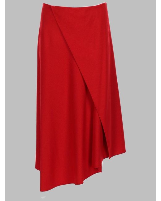 Vince Red Midi Skirt Wool-Blend
