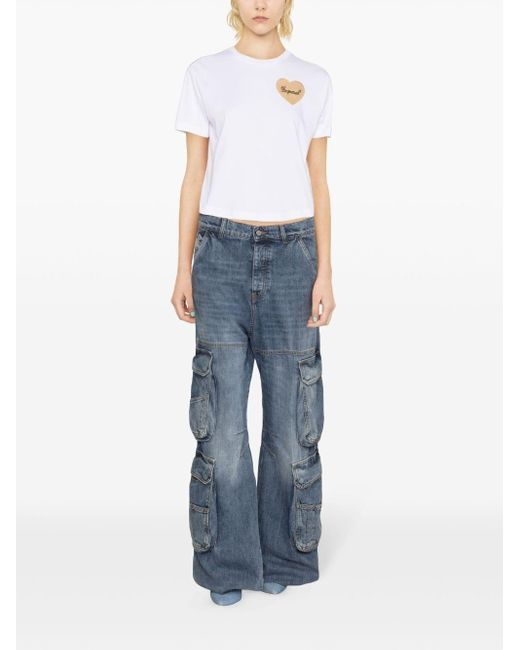 DSquared² White Boxy-Fit Cotton T-Shirt for men