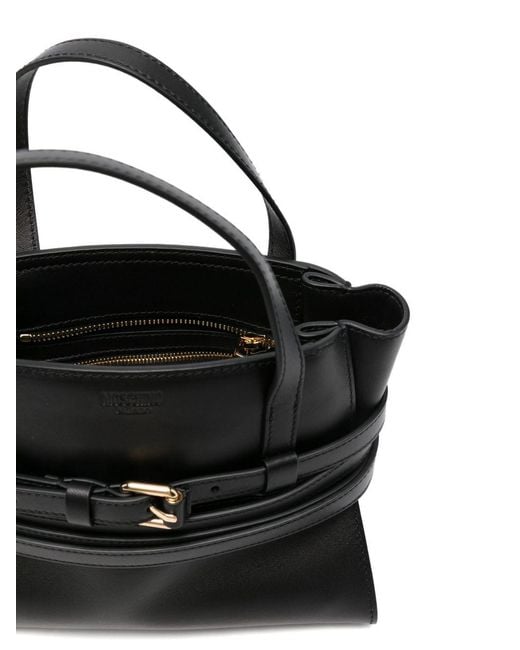 Moschino Black Tie Me Small Leather Handbag
