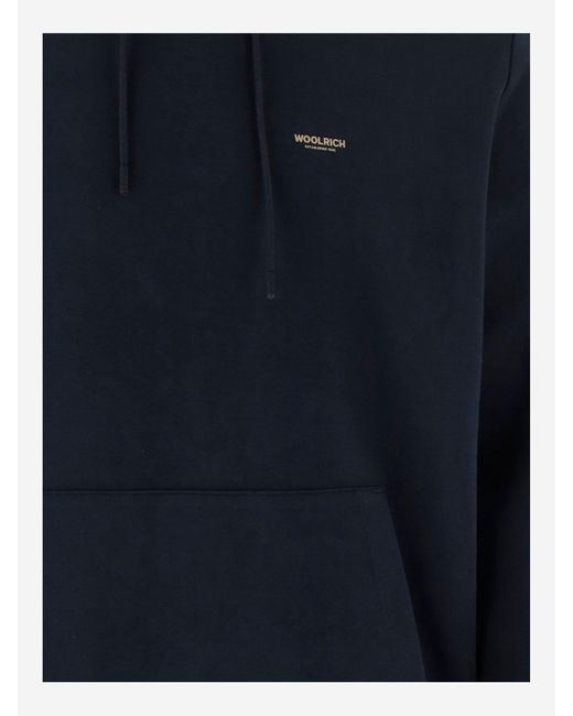 Woolrich Stretch Cotton Blend Sweatshirt Met Logo in het Blue voor heren