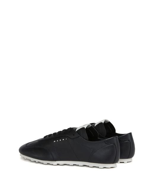 Marni Leren Sneakers in het Black