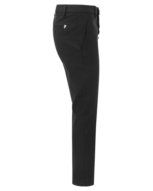 Carmen Slim Gabardine Lyocell Pantaloni di Dondup in Black