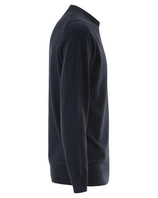Barbour Blue Pima Cotton Crew Neck Jumper for men