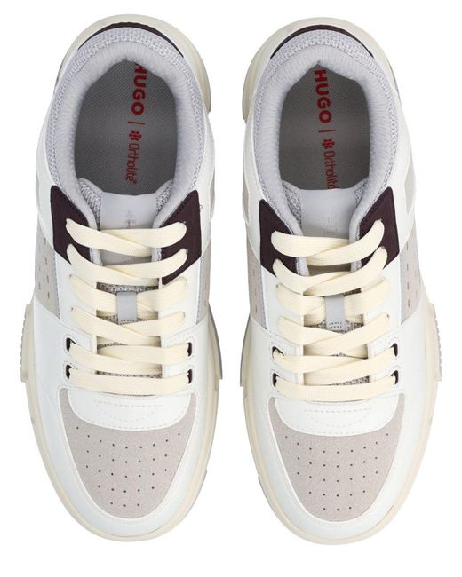 HUGO White Solid Lace-Up Sneakers for men