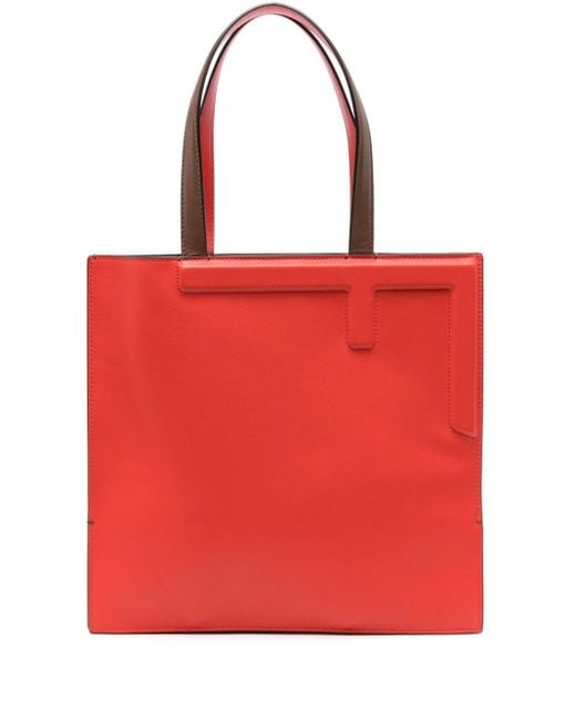 Fendi Red Flip Medium Leather Tote