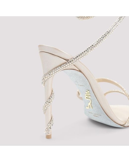 Rene Caovilla White Satin Cleo Crystal Sandals