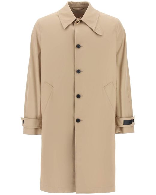 Impermeabile Monopetto Con Inserto Barocco di Versace in Natural da Uomo