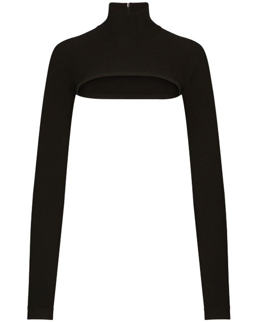 Dolce & Gabbana Black Dolce & Gabbana Cropped High-Neck Top