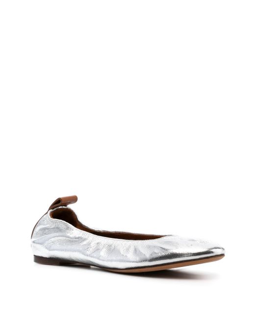 Lanvin White Metallic Leather Ballerina Shoes for men