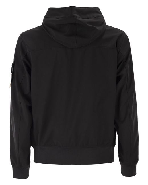 Stone Island Black Jacket With Hood And Water And Wind Resistant Membrane for men