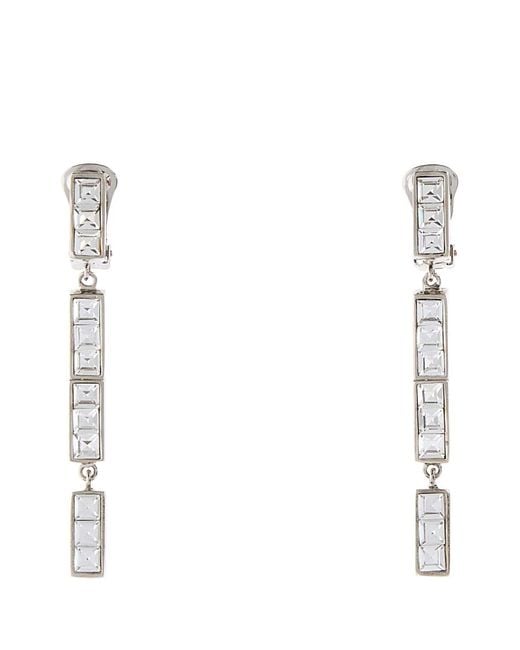 Alessandra Rich White Crystal Pendant Earrings