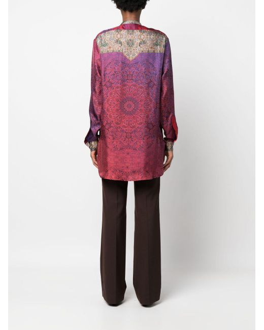 Pierre Louis Mascia Purple Printed Silk Shirt