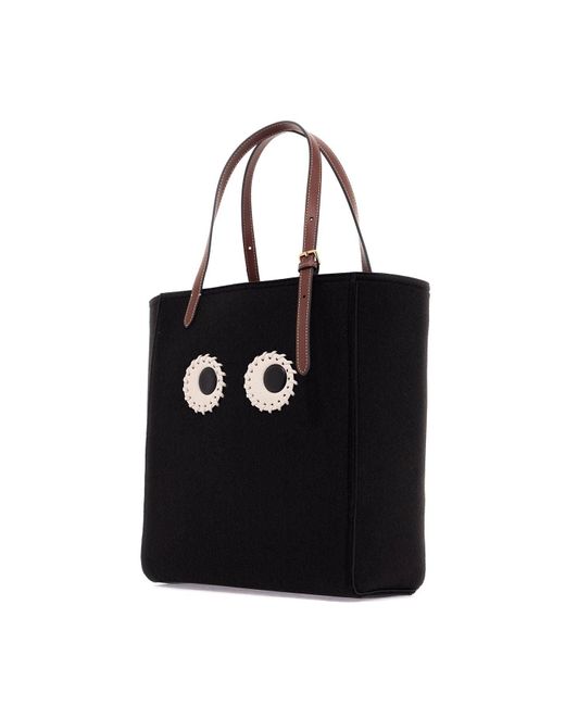 Mini Tote N/S Eyes In Feltro Piccola di Anya Hindmarch in Black