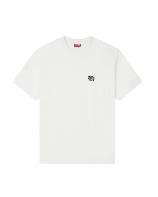 KENZO White Embroidered Wild Tiger" Cotton T Shirt