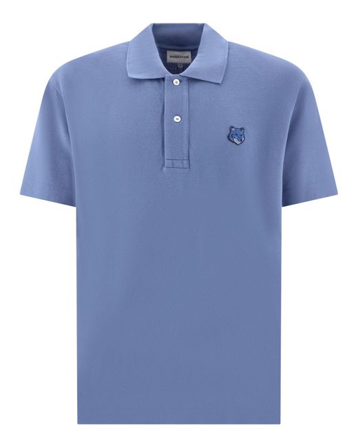 Maison Kitsuné Maison Kitsuné "tonal Fox Head" Polo Shirt in het Blue voor heren