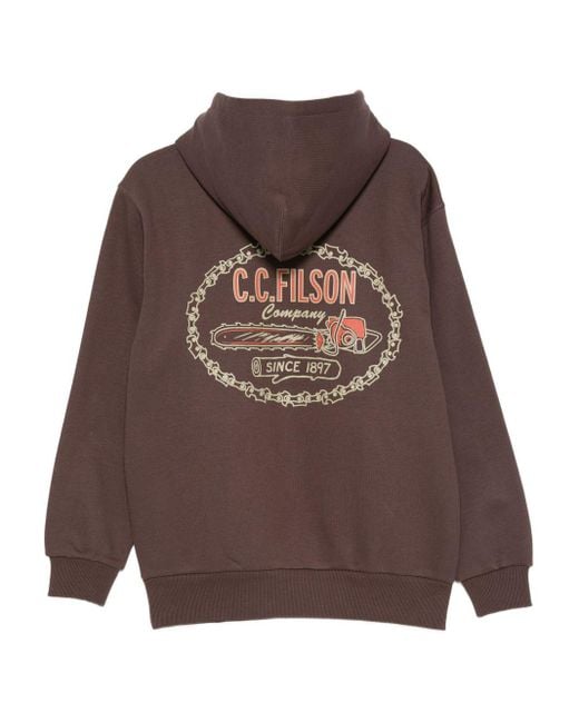 Filson Brown Printed Cotton Hoodie for men