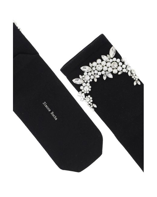 Chaussettes avec perles et cristaux Simone Rocha en coloris Black