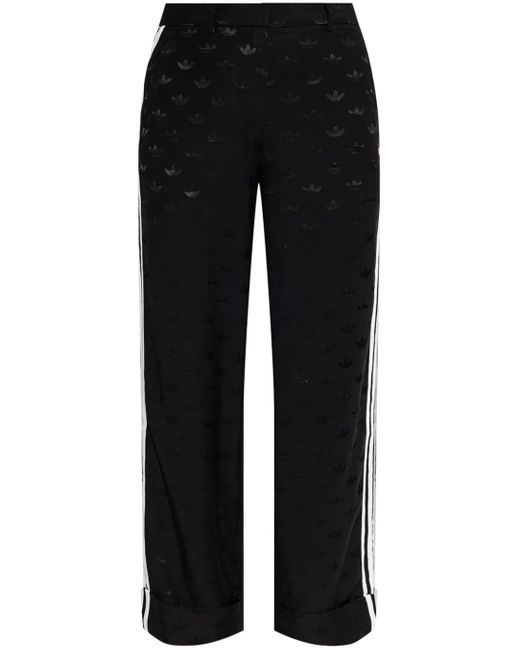 Adidas Black Trefoil-Jacquard Trousers