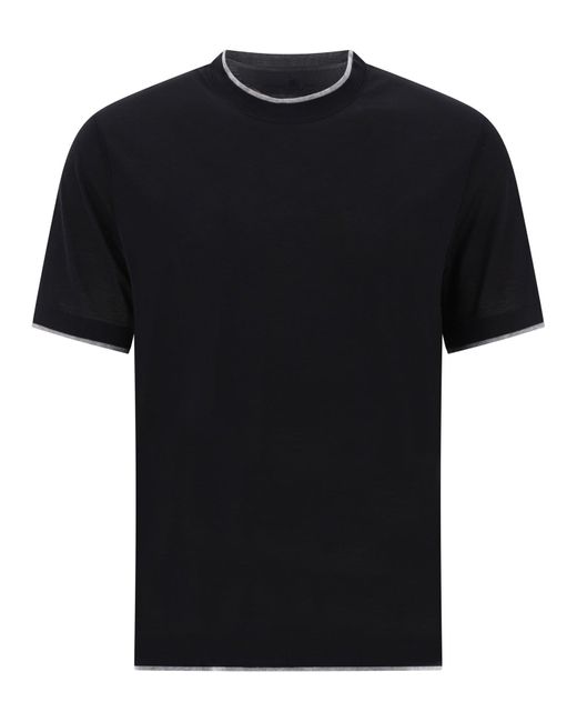 Brunello Cucinelli "faux Layering" T -shirt in het Black voor heren