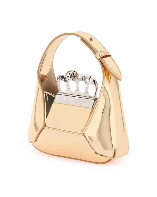La mini borsa Hobo ingialita di Alexander McQueen in Metallic