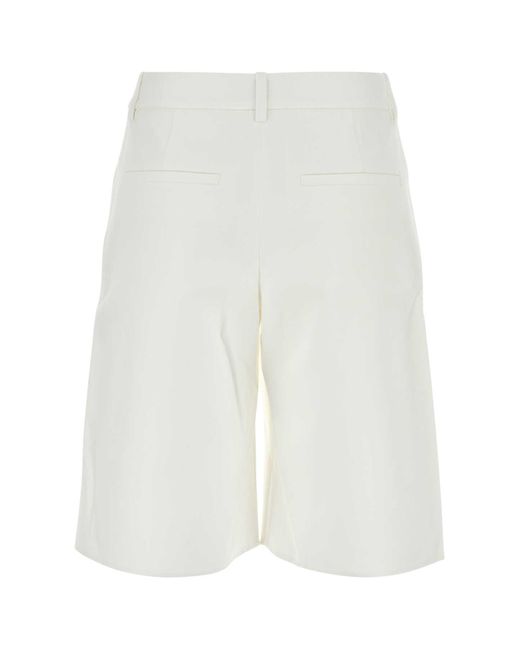 Valentino Garavani White Cotton Blend Tailored Shorts