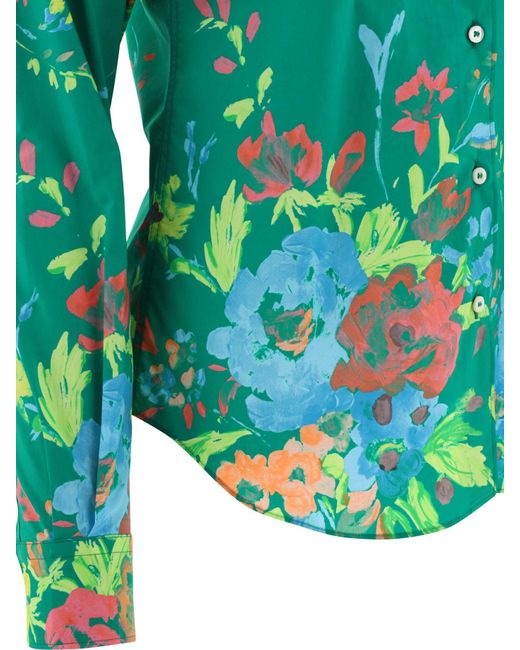 Camicia con stampa floreale di Aspesi in Green