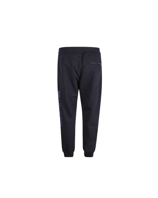 McQueen Blue Cotton Logo Sweatpants for men