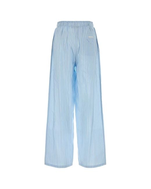Prada Blue Embroidered Silk Pyjama Pant