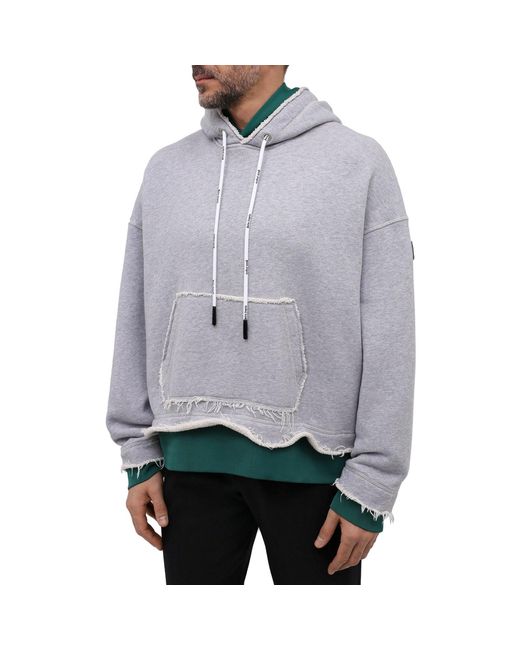 Palm Angels Gray Double Layered Hoodie for men