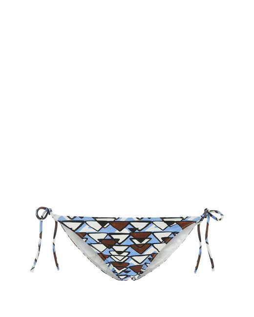 Prada White Printed Stretch Nylon Bikini Bottom