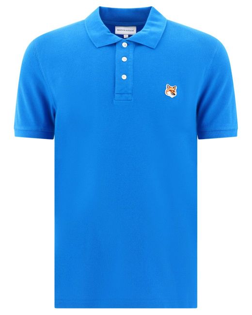 Maison Kitsuné "Fox Head" Polo Shirt di Maison Kitsuné in Blue da Uomo