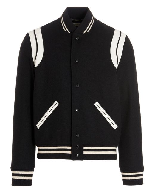 Saint Laurent Wool Bomber Jacket in het Black voor heren
