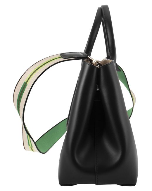 Longchamp Black Roseau Bag With Fabric Handle And Shoulder Strap