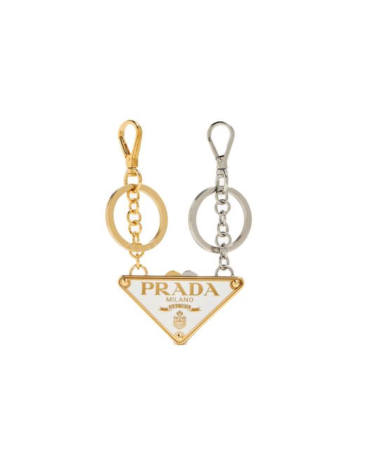 Prada Metallic Set Of Two Logo Keyrings