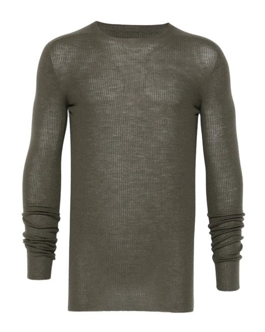 Rick Owens Green Ribbed Wool Sweater for men
