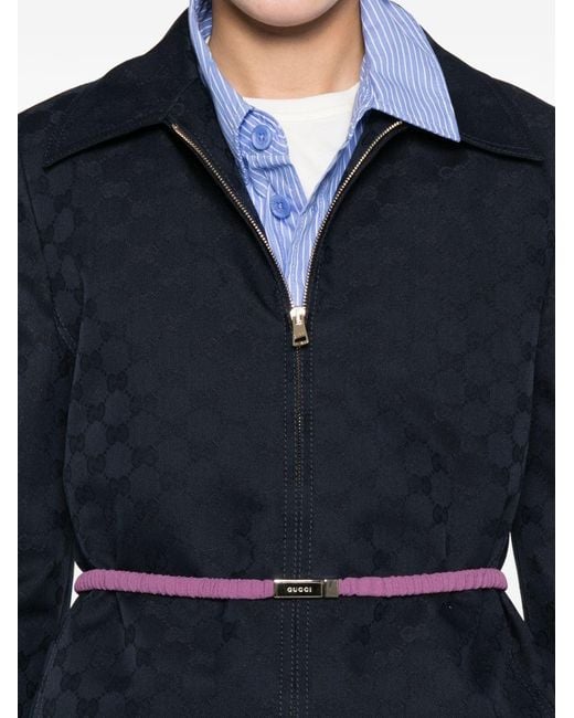 Gucci Blue Gg Zipped Jacket
