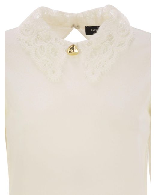 Fabiana Filippi White Platinum Jersey With Macramé Lace