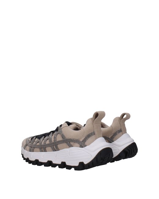 Brunello Cucinelli Gray Sneakers Vibram Frau Wildleder Beige