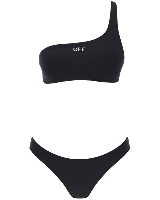 Off-White c/o Virgil Abloh Uit Witte Geborduurde Logo Bikini Set Met in het Black