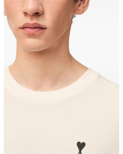 AMI White Boxy Fit Short Sleeves "Ami De Coeur" Teeshirt