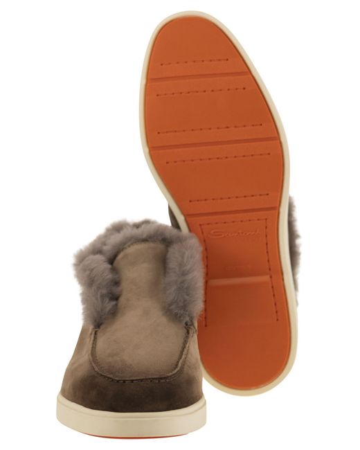 Santoni Brown Suede And Fur Desert Boot