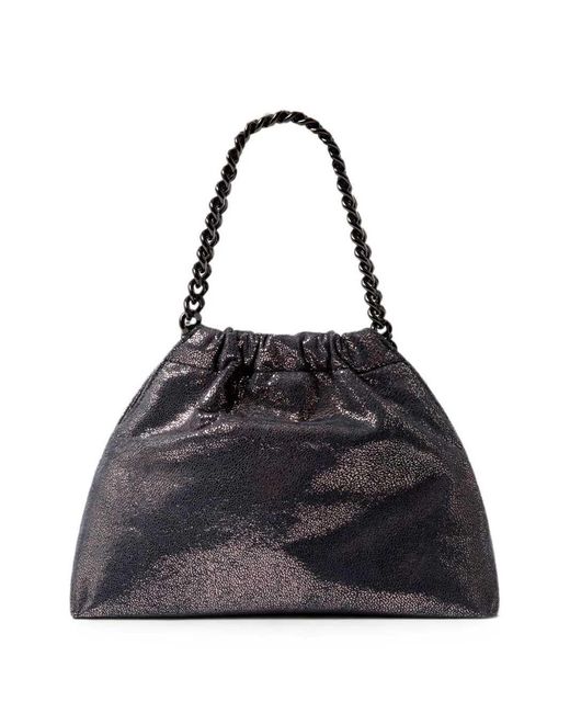 Stella McCartney Black Falabella Mini Tote Bag With Crackle Effect