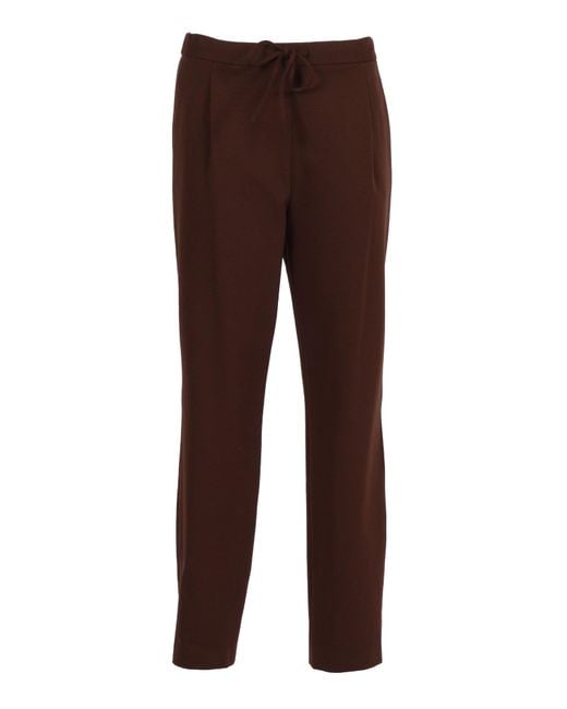 Fabiana Filippi Brown Ebano Jersey Punto Milano Pleated Jogging Trousers