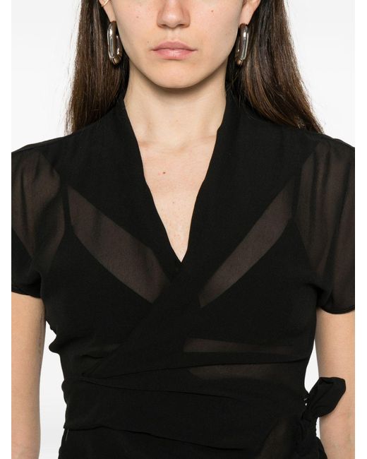 Rick Owens Black Silk Wrap Top
